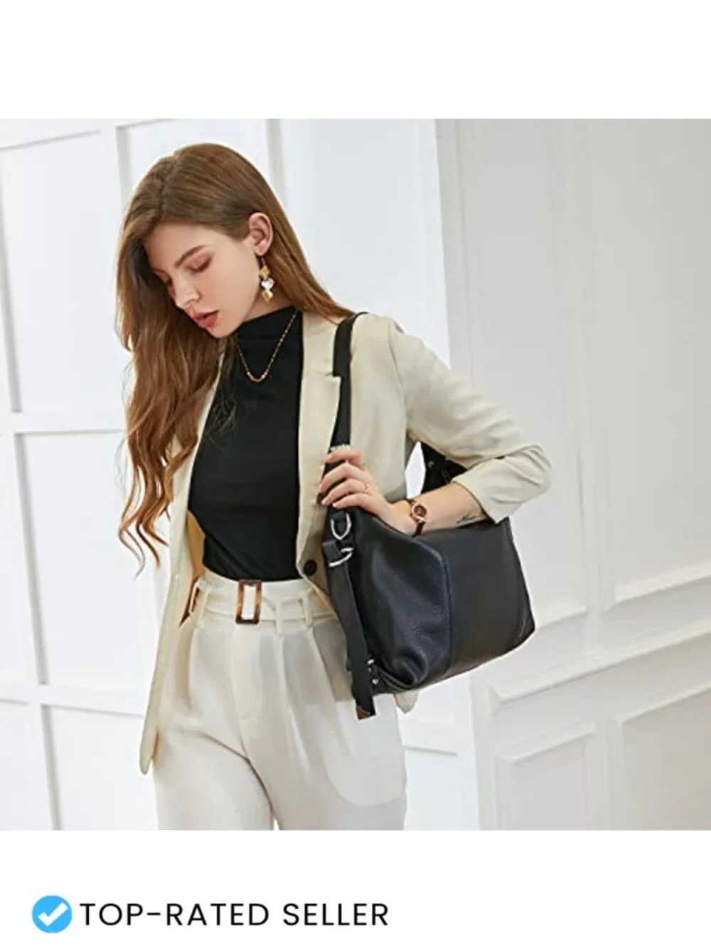 Genuine Leather Hobo Bag Women Tote Shoulder Crossbody Purse